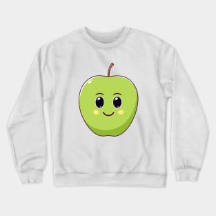 Cute Kawaii Green Apple, Cartoon Ripe Fruit Crewneck Sweatshirt